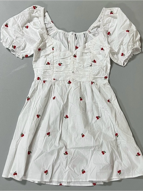 Dresses & Skirts - White Red Cherry Cherries Babydoll Mini Dress Size S 🍒✨ #cherry #dress #summer